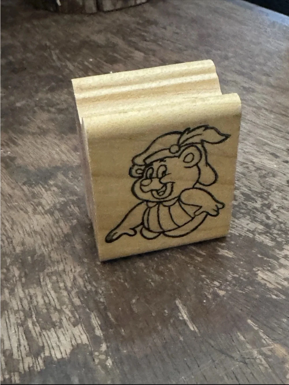 Vintage Disney TV Cartoon Adventures of Gummie Bears Cubbi Wood Rubber Stamp